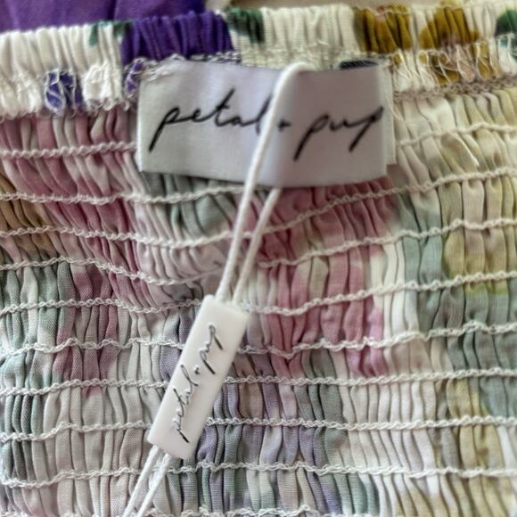 Petal And Pup Womens Top XL Crop Halter Floral Tie Smock V Neck New With Tag - Picture 8 of 10